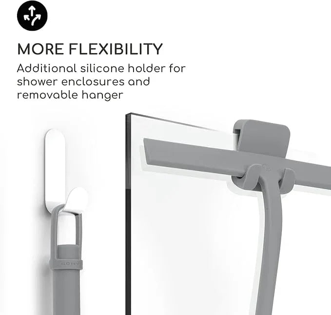 GÜTEWERK Shower Squeegee for Glass Doors, Silicone Window Squeegee, Bathroom and Glass Cleaning - Gray - 11 Inch - ModernBath