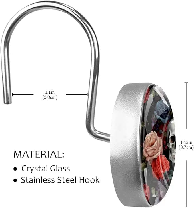 FVQL Shower Curtain Hooks Decorative, Set of 12, Christmas Halloween, Skull Shower Curtain Rings - ModernBath