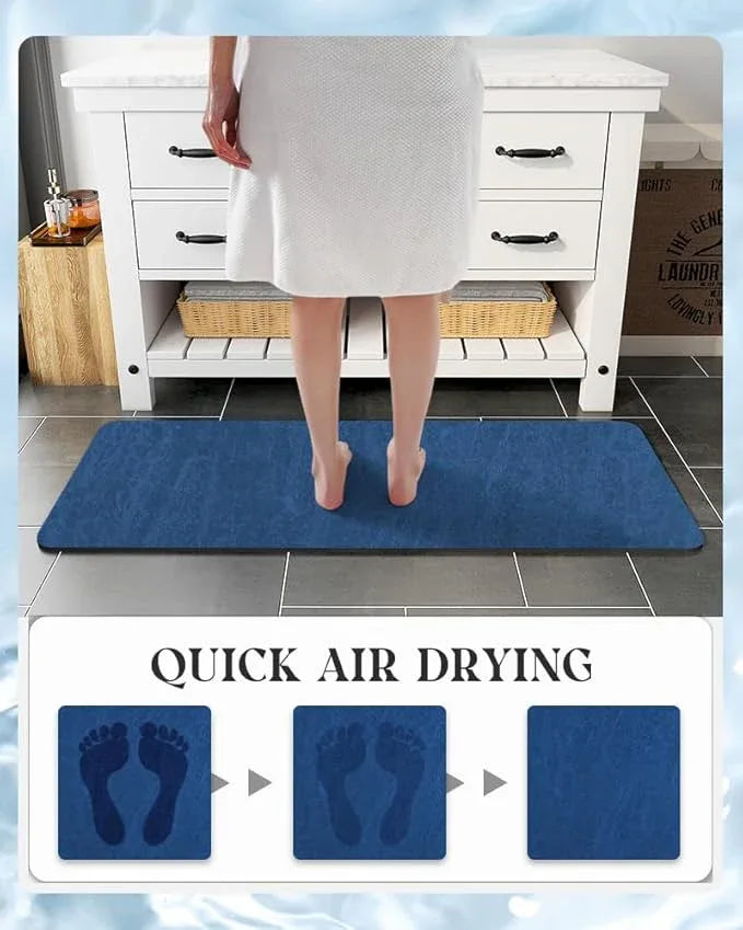 MontVoo -Bath Mat Rug-Rubber Backing Non Slip Quick Dry Absorbent Thin Bathroom Rugs Fit Under Door-Faux Suede Surface Bathroom Floor Mats-Shower Rug for in Front of Bathtub Shower Royal Blue 17"x59" - ModernBath