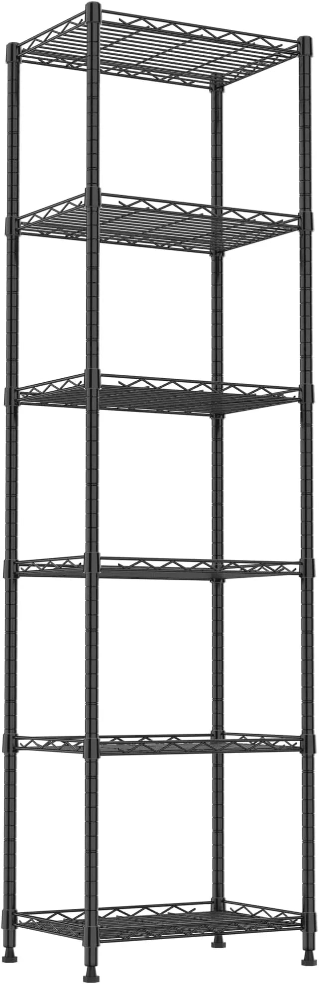 REGILLER 6 Wire Shelving Steel Storage Rack Adjustable Unit Shelves for Laundry Bathroom Kitchen Pantry Closet(Black,11.7" D x 16.8" W x 63" H) - ModernBath