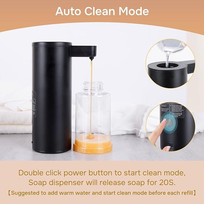 Automatic Soap Dispenser Stainless Steel with Sensor Infrared Soap Dispenser Electric IPX5 Waterproof USB-C Charging Motion Sensor for Kitchen & Bathroom Black, 9oz - ModernBath