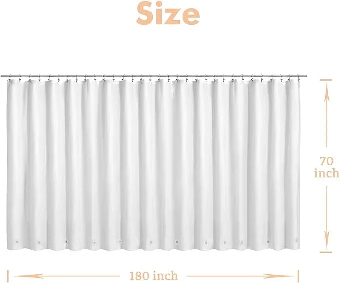 Mrs Awesome White Clawfoot Tub Shower Curtain or Liner with 12 Magnets - Free 36 Hooks Included, Waterproof PEVA, 180" x 70", White - ModernBath