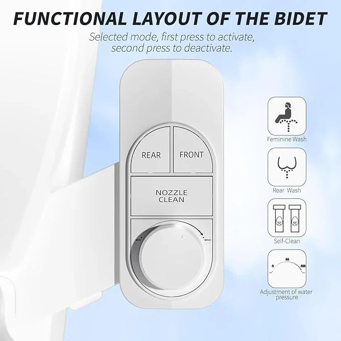 SAMODRA Non-Electric Bidet - Self Cleaning Dual Nozzle (Frontal and Rear Wash) Fresh Water Bidet Toilet Seat Attachment with Independent Adjustable Water Pressure (Classic White) - ModernBath