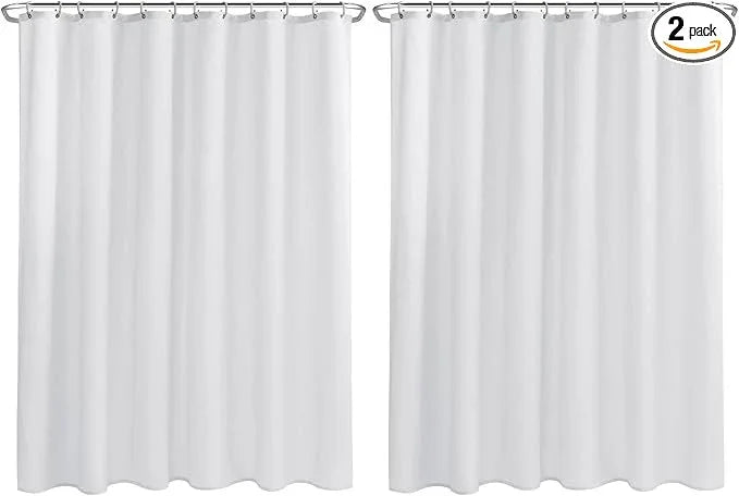 Nasitos Fabric Shower Curtain Liners 2 Pack - W70 x H72 - Washable & Water Resistant Lighweight Cloth Shower Liner for Bathroom, Soft Hotel Quality, Standard Size (White, 4 Magnets Included) - ModernBath