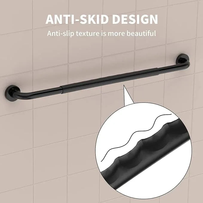 36 Inch Shower Grab Bar w/Anti Slip Rubber Grip, Munzong Black Stainless Steel Bathroom Grab Bar, Bathroom Balance Bar,Safety Handrail Support,Handicap Injury Elderly Senior Assist Bath Handle - ModernBath