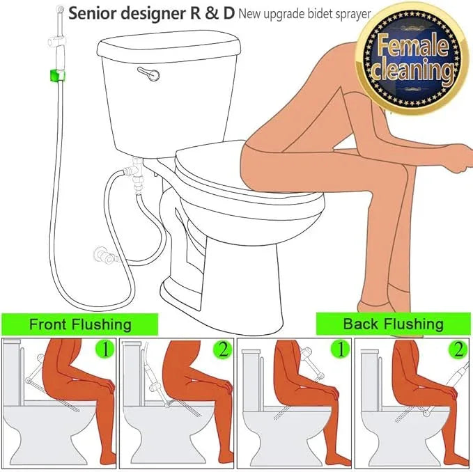 SonTiy Handheld Bidet Toilet Sprayer, Brass Cloth Diaper Sprayer Hand Held Bidet Attachment Jet Spray for Toilet with Backflow Preventer, 59" PVC Shower Hose and Shut Off Valve, Brushed Gold - ModernBath