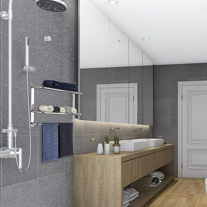 2-Tier Towel Rack Floating Shelf with Towel Bar, 30-Inch W x 8.25-Inch D Bathroom Hotel Towel Shelf, Wall Mount, Mounting Hardware Included,Polished Chrome - ModernBath