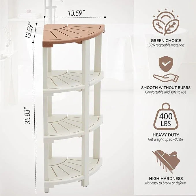 Shower Bench, Corner Shower Stool for Inside Shower and Shaving Legs, Waterproof HDPE Shower Chair Seat with Storage Shelf for Bathroom Non-Slip - ModernBath
