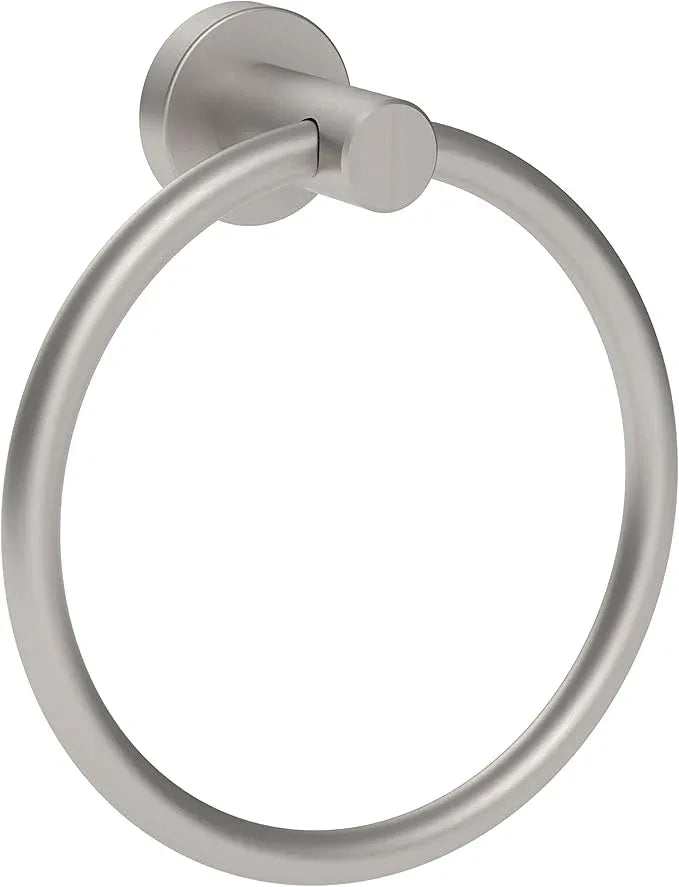 Brushed Nickel Towel Ring, Hand Towel Holder for Bathroom Kitchen Modern Rounded Base Wall Mount SUS304 Stainless Steel - ModernBath