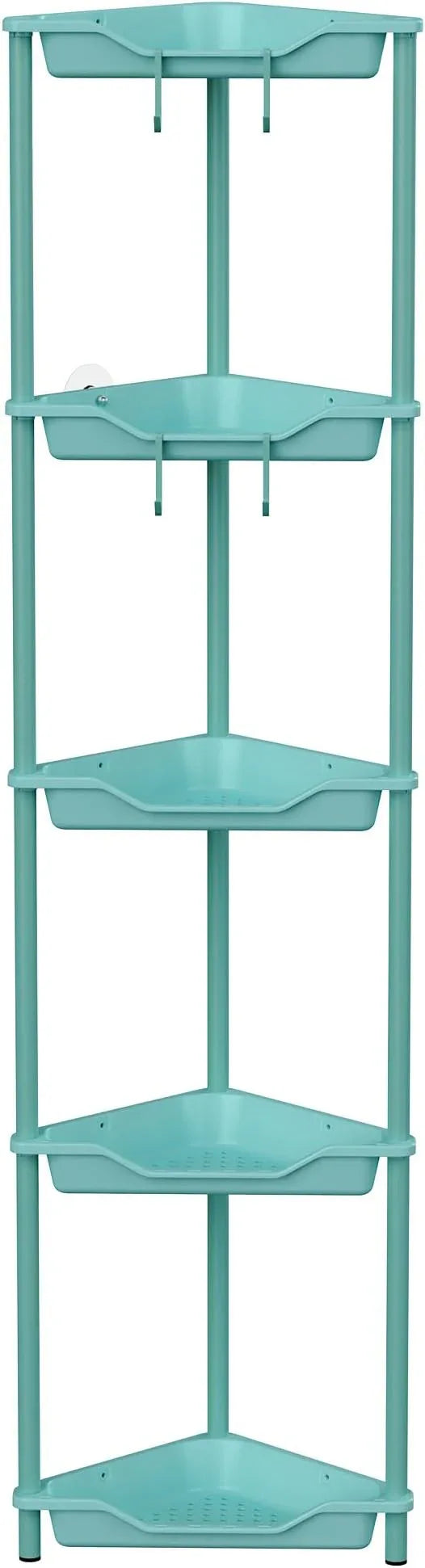 Orimade Rustproof 5 Tier Floor Standing Corner Shower Caddy Organizer, Plastic Metal Splicing Floor Corner Shelf Rack Stands for Bathroom, Blue - ModernBath