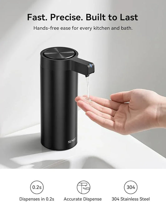 SUNLY Touchless Automatic Soap Dispenser – Clog-Free Pump, 0.2s Fast Sensor, USB-C Rechargeable, Smudge-Resistant Stainless Steel, for Kitchen & Bathroom Soap Dispenser, Black - ModernBath