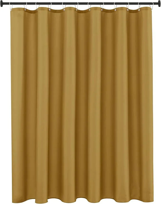 Biscaynebay Hotel Quality Extra Long Fabric Shower Liners 72" Width by 84" Length, Gold Water Resistant Bathroom Curtains Rust Resistant Grommets & Weighted Bottom Hem Machine Washable - ModernBath
