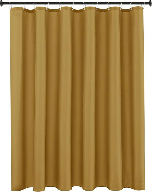 Biscaynebay Hotel Quality Extra Long Fabric Shower Liners 72" Width by 84" Length, Gold Water Resistant Bathroom Curtains Rust Resistant Grommets & Weighted Bottom Hem Machine Washable - ModernBath