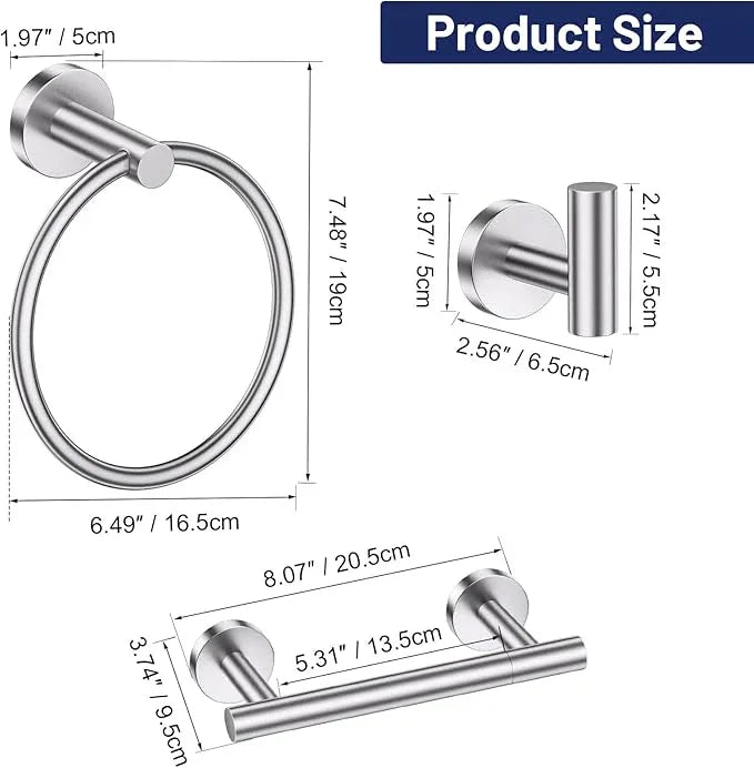 Brushed Nickel Bathroom Hardware Set, 4-Piece Towel Holder Set Include Double Bases Toilet Paper Holder,Towel Ring and 2 Towel Hooks Stainless Steel Wall Mounted Bathroom Hardware Accessories Set - ModernBath