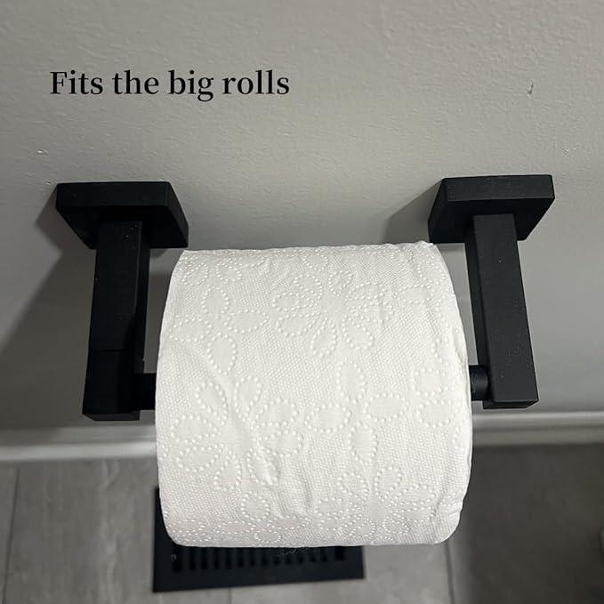 Matte Black Toilet Paper Holder Wall Mount, Bathroom Toilet Paper Holder for SUS 304 Stainless Steel, Double Post Pivoting Square Toilet Paper Roll Holder for Bathroom RV Paper Towels for TP - ModernBath