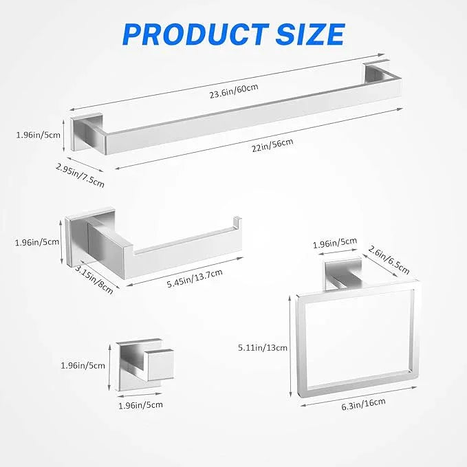 Brushed Nickel Bathroom Hardware Accessories Set 10-Piece Brushed Towel Bar Set Bath Towel Holder Set Stainless Steel Wall Mounted Towel Rack Set,23.6 in - ModernBath