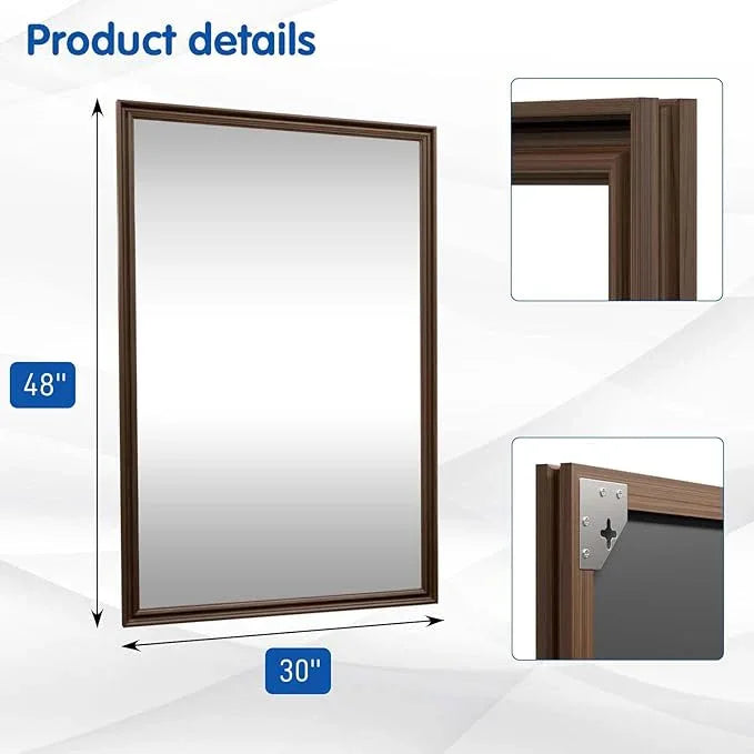 WEER Retro Copper Bathroom Mirror, 48x30 Inch Bronze Oil Rubbed Framed Mirror, Rectangle Classic Vintage Framed Wall Mirror, Farmhouse Vanity Mirror, Tempered Glass, Vertically or Horizontally - ModernBath