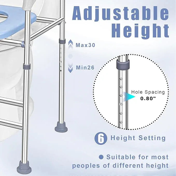 Hoqqf Toilet Seat Riser for Seniors, Raised Commode Chair for Toilet with arms, Adjustable 18–22 Inch Height,400 lb Handicap Elevated Toilet Seat, Fits V, U and Round Toilets. - ModernBath