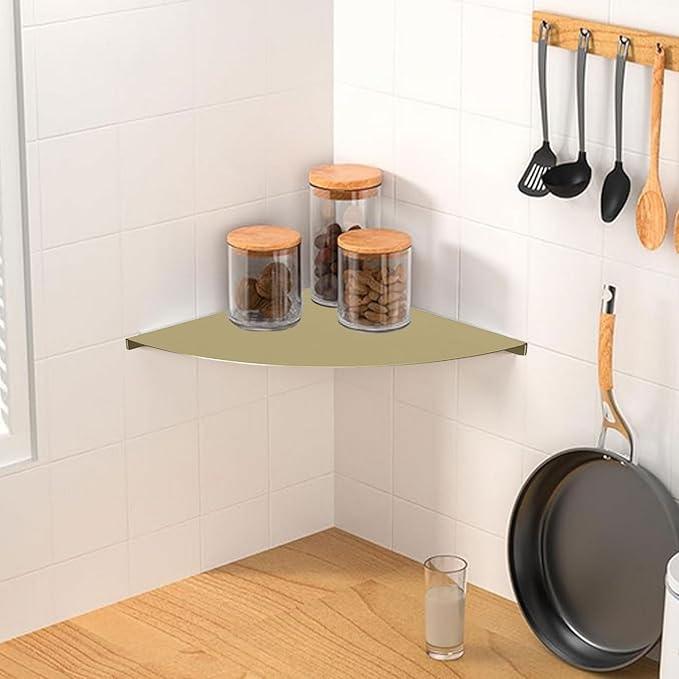 2PC Corner Shelves 304 Stainless Steel Bathroom Shower Shelves Waterproof Wall Mounted Heavy Duty Shower Corner Shelves for Bathroom and Bedroom(Gold, 2 PC) - ModernBath