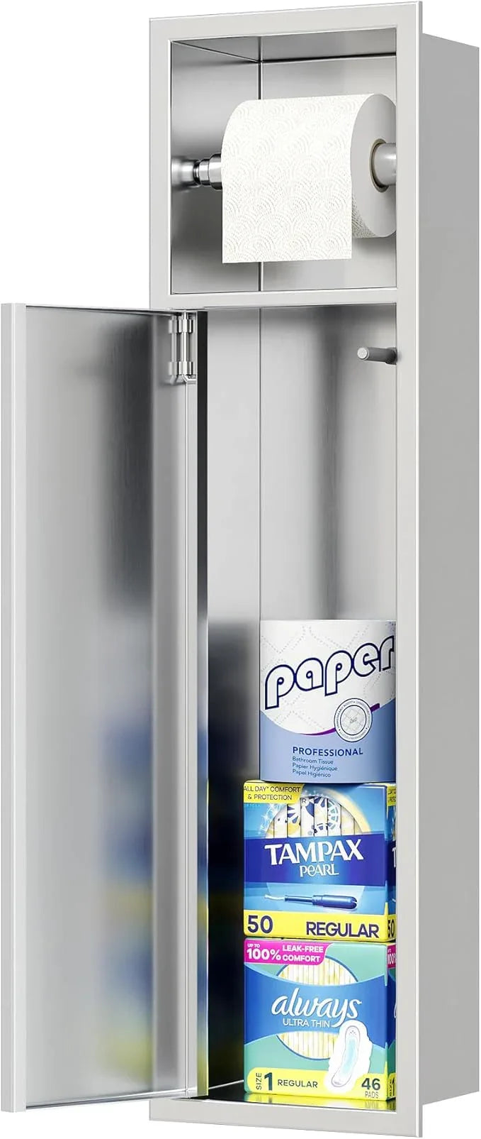 Neodrain Recessed Toilet Paper Holder, in Wall Toilet Paper Holder, 304 Stainless Steel Tissue Paper Holder with Dispense and Storage for Bathroom, Burshed - ModernBath