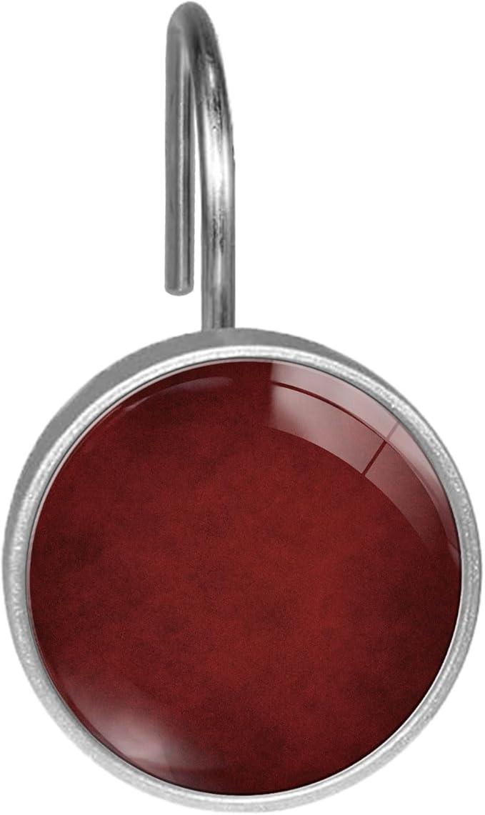 Red Shower Curtain Hooks Set of 12 Rustproof Metal Decorative Shower Hooks for Curtains Rods Shower Curtain Rings for Bathroom Living Room Bedroom - ModernBath