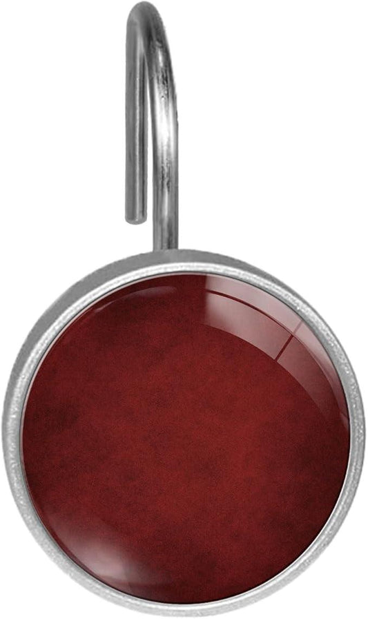 Red Shower Curtain Hooks Set of 12 Rustproof Metal Decorative Shower Hooks for Curtains Rods Shower Curtain Rings for Bathroom Living Room Bedroom - ModernBath