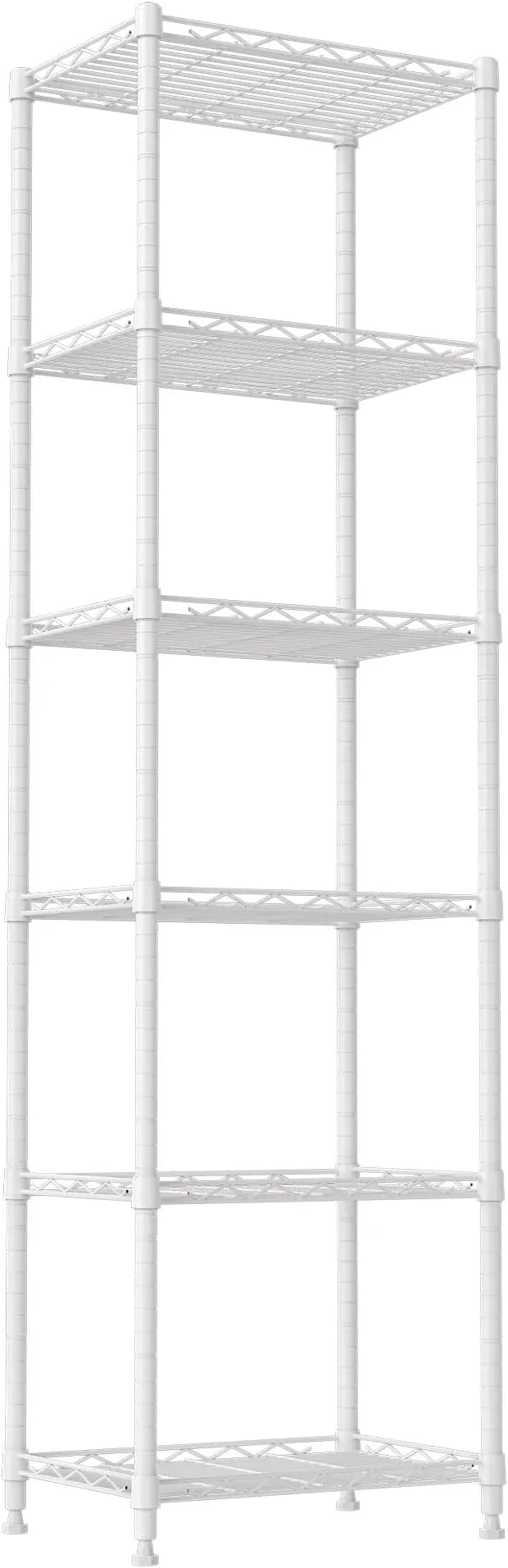 REGILLER 6 Wire Shelving Steel Storage Rack Adjustable Unit Shelves for Laundry Bathroom Kitchen Pantry Closet(White,11.7" D x 16.8" W x 63" H) - ModernBath