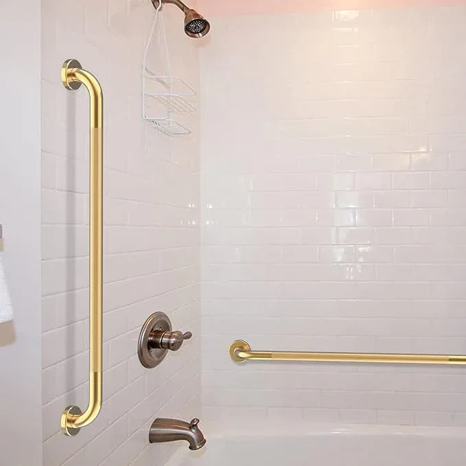 32 Inch Anti Slip Shower Grab Bar Gold, Munzong 2 Pack Bathroom Grab Bar, Knurled Bathroom Balance Bar,Safety Hand Rail Support Handicap Elderly Injury Senior Assist Bath Handle - ModernBath