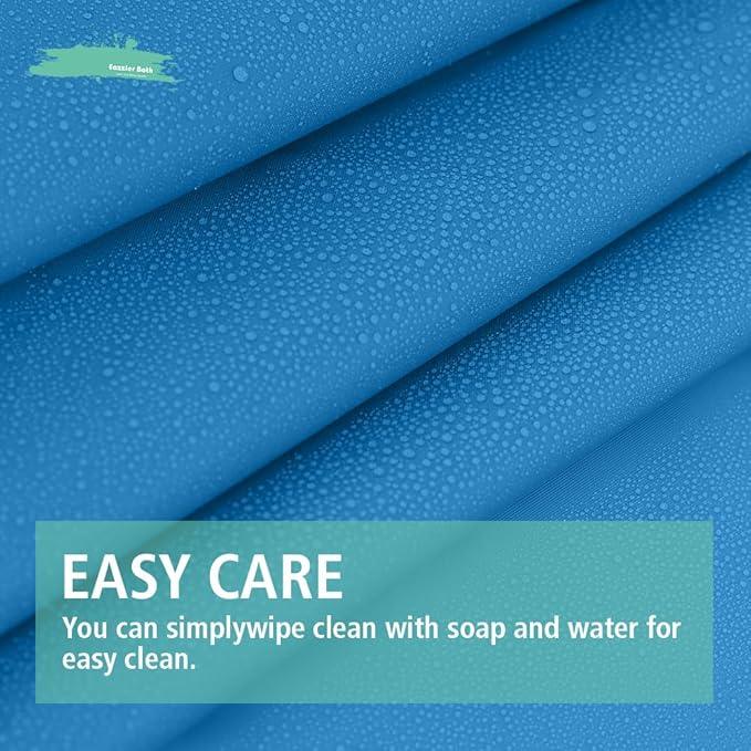 Eazzier Bath Blue Plastic Shower Curtain Or Liner, 72x72 Inch Lightweight Blue Plastic Bathroom Shower Showroom Inner Curtain with Rustproof Metal Grommet Holes and Weighted Magnets - ModernBath