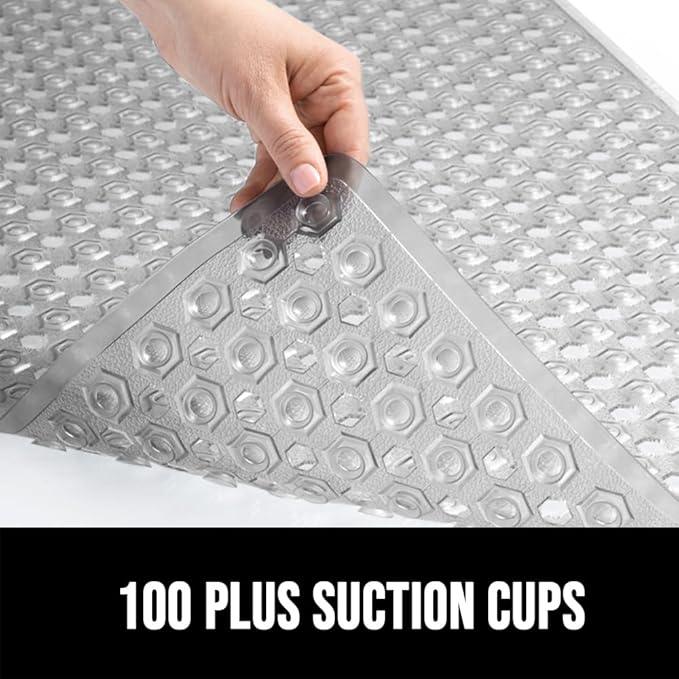 GORILLA GRIP Patented Square Shower Stall Mat, Small Bathtub Floor Mats for Stand Up Showers with Suction Cups and Drainage Holes, Machine Washable, Soft on Feet, Bathroom Accessories 21x21 Inch, Gray - ModernBath