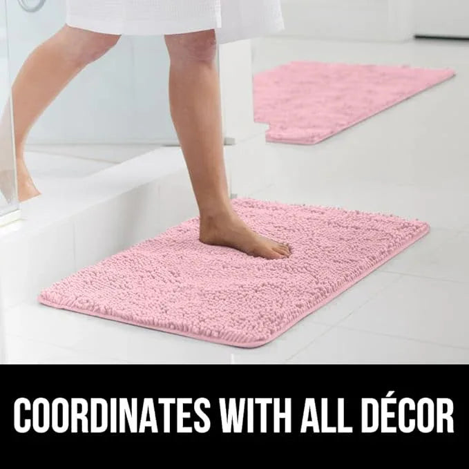 GORILLA GRIP Bathroom Rug Sets, Soft Chenille 2 Piece Area Rugs Set, Toilet Base Mat and 30x20 Carpet, Absorbent Microfiber Washable Mats Dry Quickly, Home Décor and Bath Room Accessories, Lt Pink - ModernBath