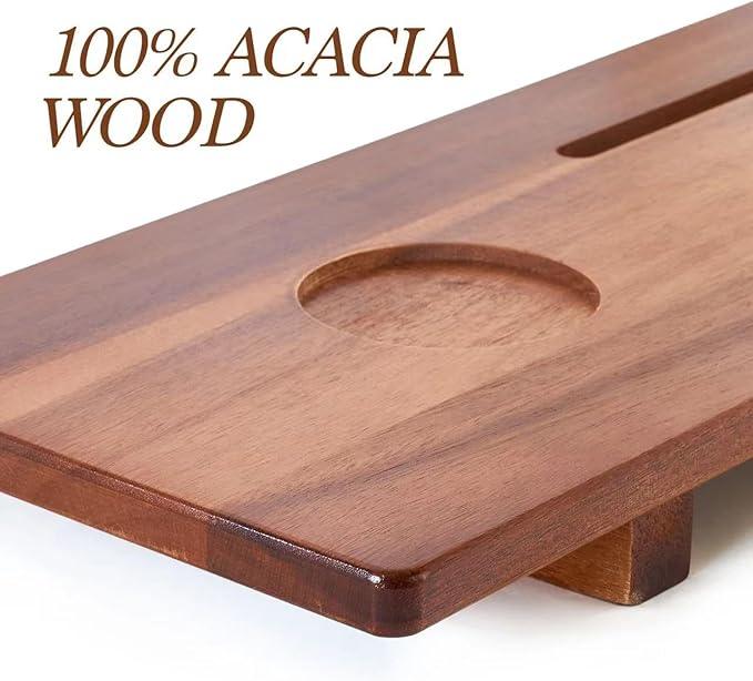DAOYOUSKY Luxe Premium Acacia Wood Bathtub Tray Caddy with Adjustable Legs, 35x9 Inch Large Wooden Bath Tub Board, Anti-Tipping Bath Shelf Over Tub, Bathtub Accessories - ModernBath