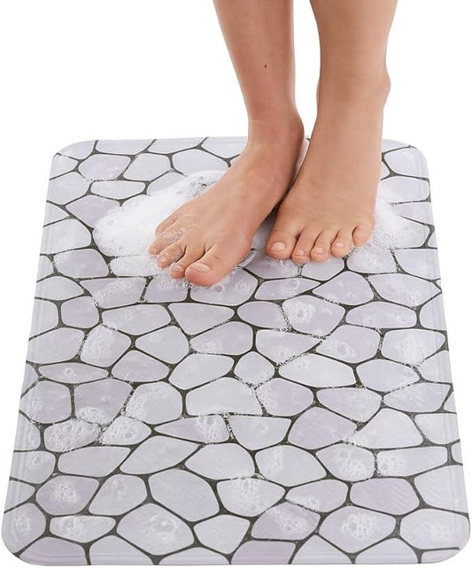 ENKOSI Bath Mat for Tub and Shower Floors - Non Slip Shower Mat – Anti Slip Bathtub Mat with Strong Suction Cup Grip – Soft, Pebble Print Bathroom Mat for Inside Bath and Showers (28x16 Pebble) - ModernBath