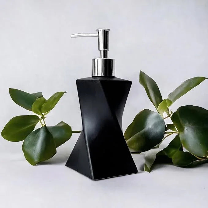 Modern Black Hand Soap Dispenser for Bathroom Countertop, Dish Soap Dispenser for Kitchen Sink, Contemporary Art Style, Matte Finish, 8.5oz (Pebble Black) - ModernBath