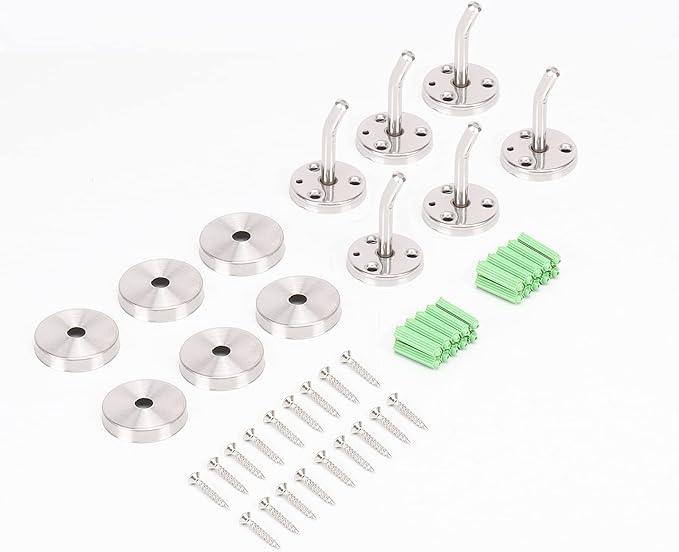 NearMoon Coat Hooks, Wall Mount Hooks for Hanging Hat Hurse Robe, 304 Stainless Steel Heavy Duty Towel Hangers for Bathroom Livingroom Hotel Kitchen Garage, 6 Pack (2 Inch, Brushed Nickel) - ModernBath