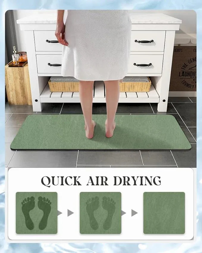 MontVoo -Bath Mat Rug-Rubber Backing Non Slip Quick Dry Absorbent Thin Bathroom Rugs Fit Under Door-Faux Suede Surface Bathroom Floor Mats-Shower Rug for in Front of Bathtub Shower Sage Green 17"x59" - ModernBath