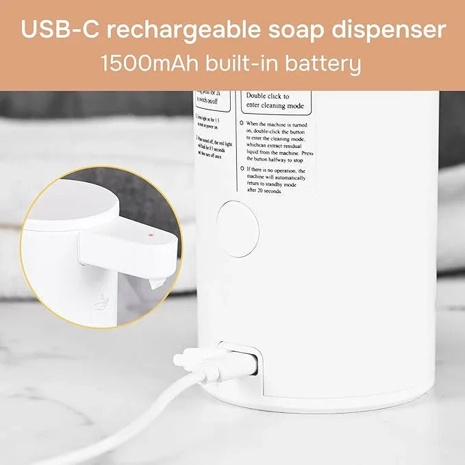 Automatic Soap Dispenser Stainless Steel with Sensor Infrared Soap Dispenser Electric IPX5 Waterproof USB-C Charging Motion Sensor for Kitchen & Bathroom, 9oz (White) - ModernBath