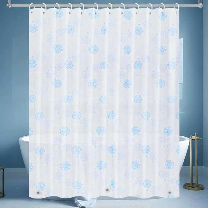 Ga-Geetopia White Snow Thin Plastic Shower Curtain or Liner 72" x 72" Water Repellent Lightweight Odorless Bathroom Showroom Curtain Liner with Rustproof Metal Grommet Holes, Magnets - ModernBath