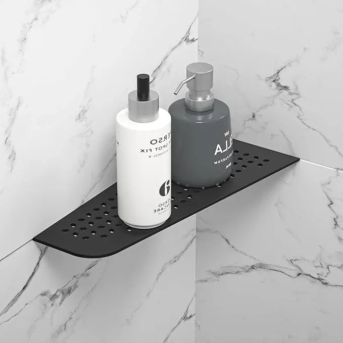 Corner Shower Shelf 12" Matte Black 304 Stainless Steel Quadrilateral Corner Shelf Heavy Duty Recessed Bathroom Black Shelf No Drilling Needed - ModernBath