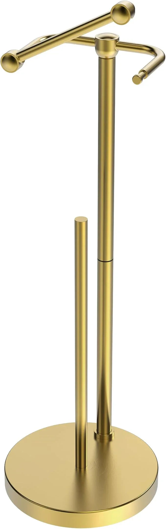 Toilet Paper Holder Stand, Modern Bathroom Free Standing Toilet Paper Holder with Storage for 4 Rolls, Post Pivoting Toilet Paper Stand Stainless Steel Tissue Rack, Heavy Stable Base(Brushed Gold) - ModernBath