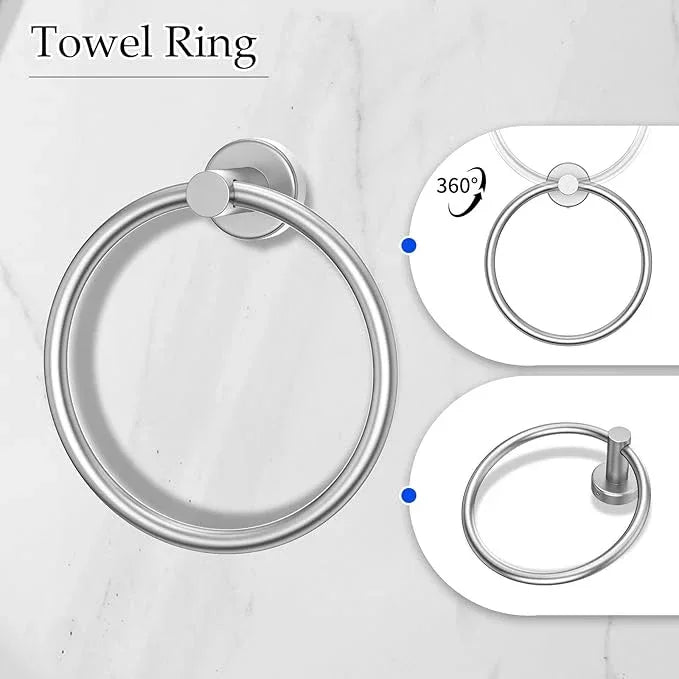 5-Piece Brushed Nickel Towel Bar Set Bathroom Hardware Set Includes Multi-Purpose Toilet Paper Holder 23.6in Towel Bar Towel Ring Towel Hooks Stainless Steel Wall-Mounted Bathroom Accessories - ModernBath