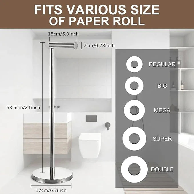 Toilet Paper Holder Stand, Stain Nickel 304 Stainless Steel,Free Standing for Bathroom,Weighted Base - ModernBath
