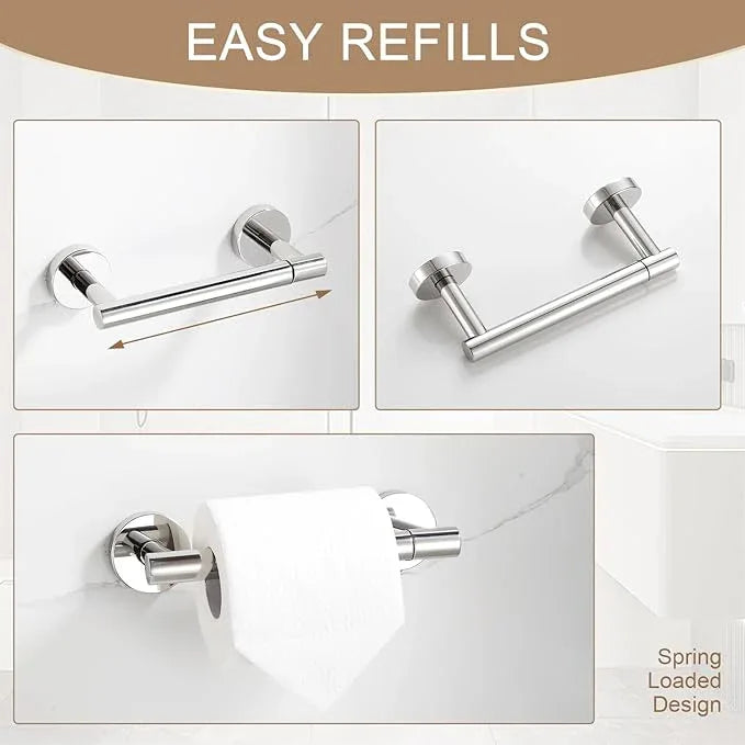 BGL Toilet Paper Holder Mirror Polish Wall Mount, Bathroom Toilet Paper Holder Brushed Nickel SUS 304 Stainless Steel, Double Post Pivoting Toilet Paper Roll Holder for Bathroom RV - ModernBath