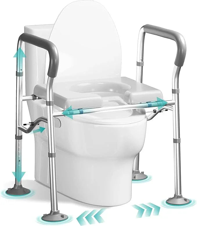 Raised Toilet Seat Riser with Handles for Seniors,Adjustable Elevated Height & Width,500lb Handicap Toilet Seat with Locking Clamps for Elderly,Pregnant,Fit Any Toilet - ModernBath