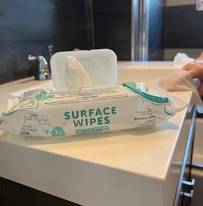Juniper CLEAN 24 Pack Surface Cleaning Wipes Bleach Free, All-Purpose Cleaner for Bathroom, Kitchen, Office, 1728 Count Soft Flow, Fresh Scent, Bleach Free, Lint Free, Durable - ModernBath