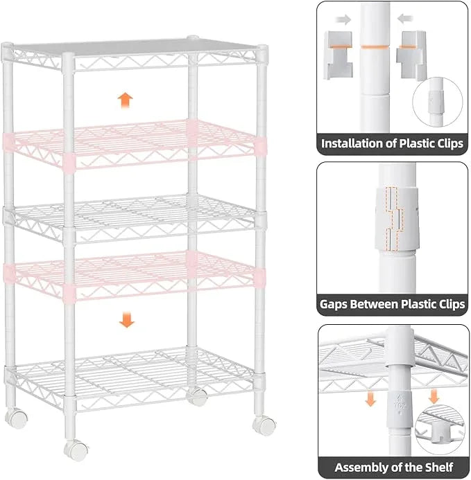 Small 3 Tier Shelves Storage Wire Shelving Unit Metal Shelf Adjustable Organizers Storage Shelving with Wheels for Bathroom Laundry Room Kitchen Pantry12”D x 18”W x 30.7”H White - ModernBath