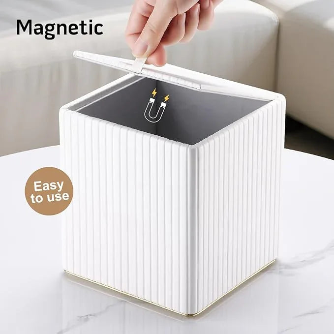 KINGFOM Tissue Box Cover, PU Leather Square Tissue Box Holder for Kleenexs with Magnetic Bottom Cover for Facial Tissues/Napkins, Office & Living Room Decor Box White - ModernBath