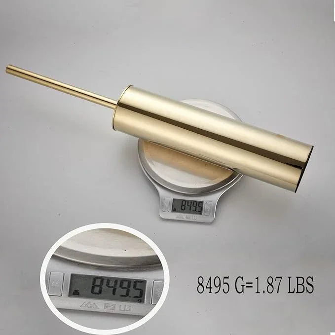 Freestanding Luxury Toilet Brush 304 Stainless Steel Toilet Brush and Holder 19-Inches Tall Round Rust Resistant Anti-Odor and Easy to Clean with Polished Gold Finished - ModernBath