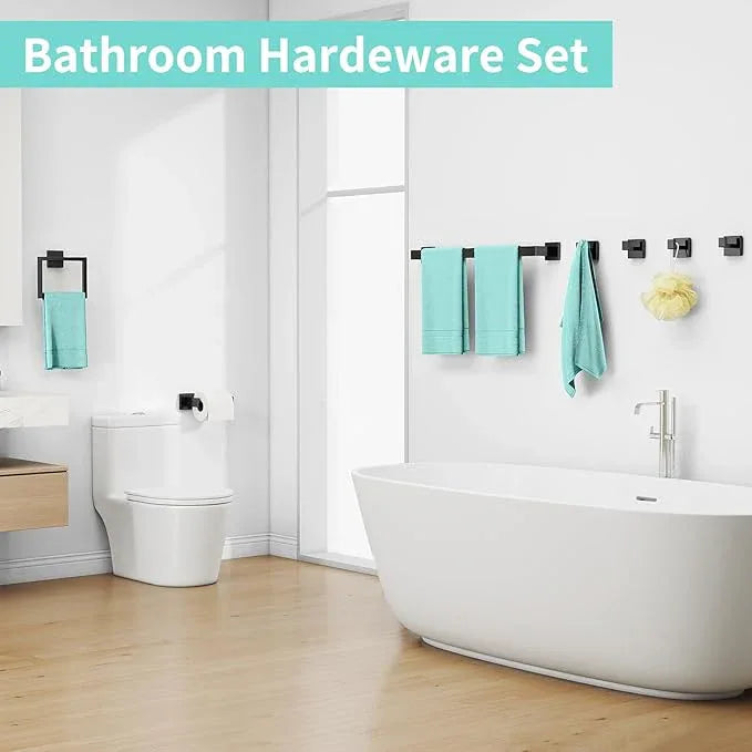 20-Piece Matte Black Bathroom Hardware Set, 24 Inch Bath Towel Bar Set, Stainless Steel Wall Mounted Towel Rack for Bathroom - ModernBath