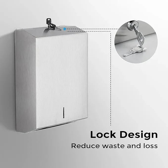 Paper Towel Dispenser Wall Mount - Multifold Trifold Paper Towel Dispensers, Large Capacity Stainless Steel Tissue Holder, Suitable for Bathrooms and Public Places - ModernBath